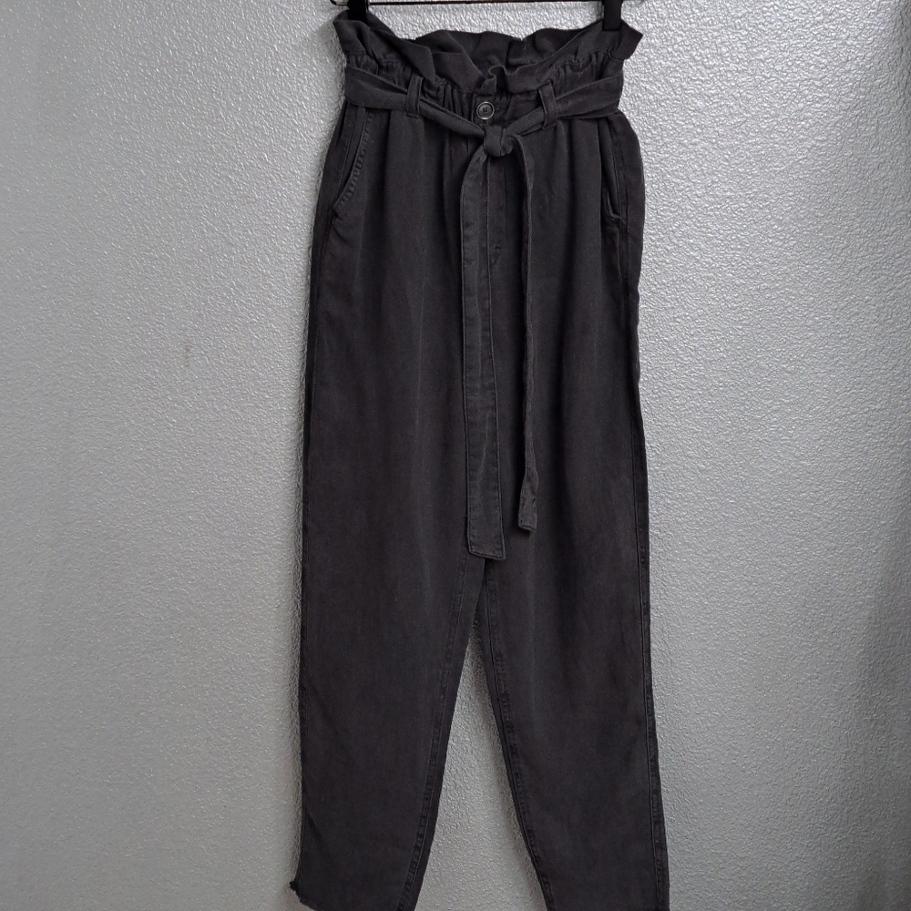NWT Aerie Linen Blend Paper Bag Pants With Raw Hem   Size XXS